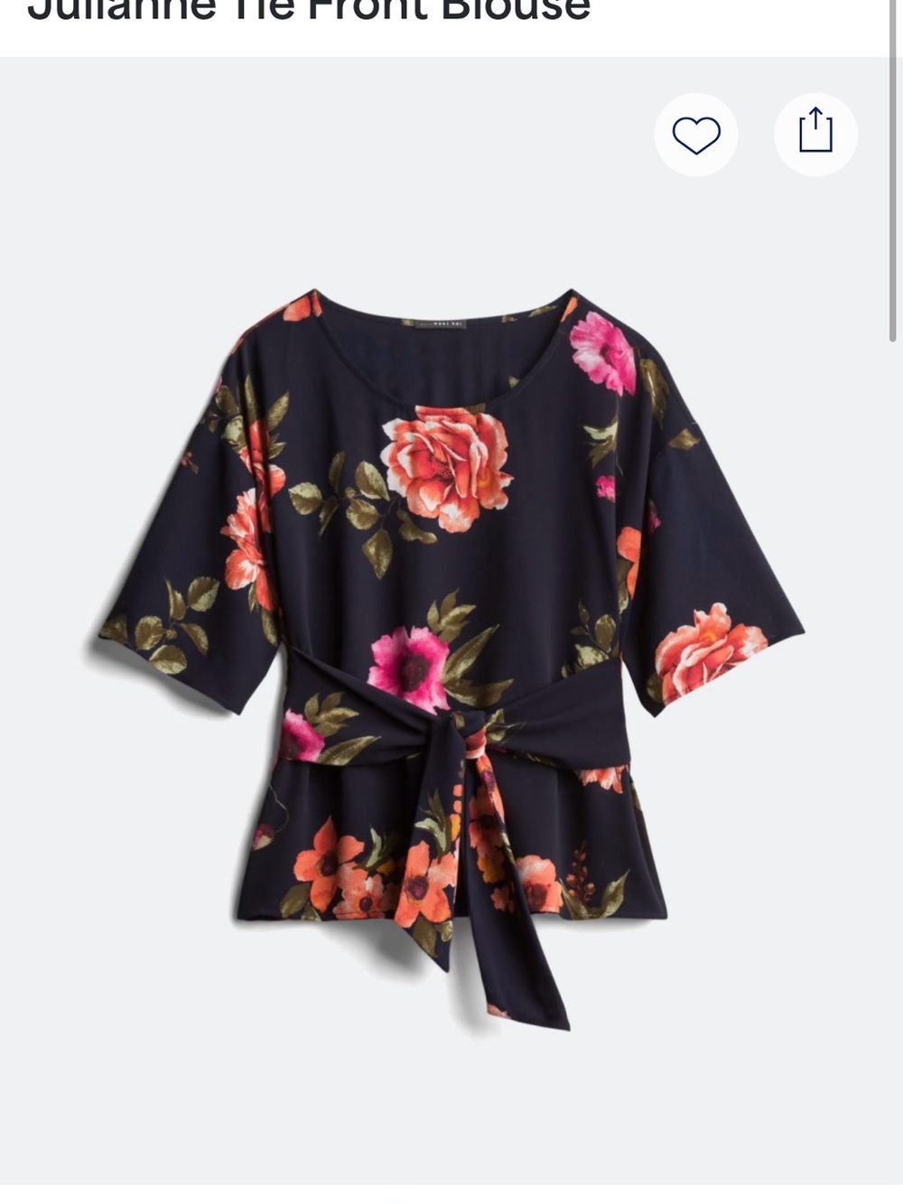 Floral Blouse Size Large Floral Blossoms West Kei Julianne Tie Front - Picture 3 of 10